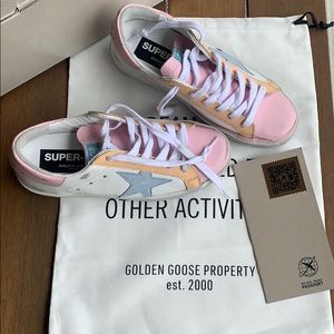 Golden Goose Pink/Orange Low Top Sneakers